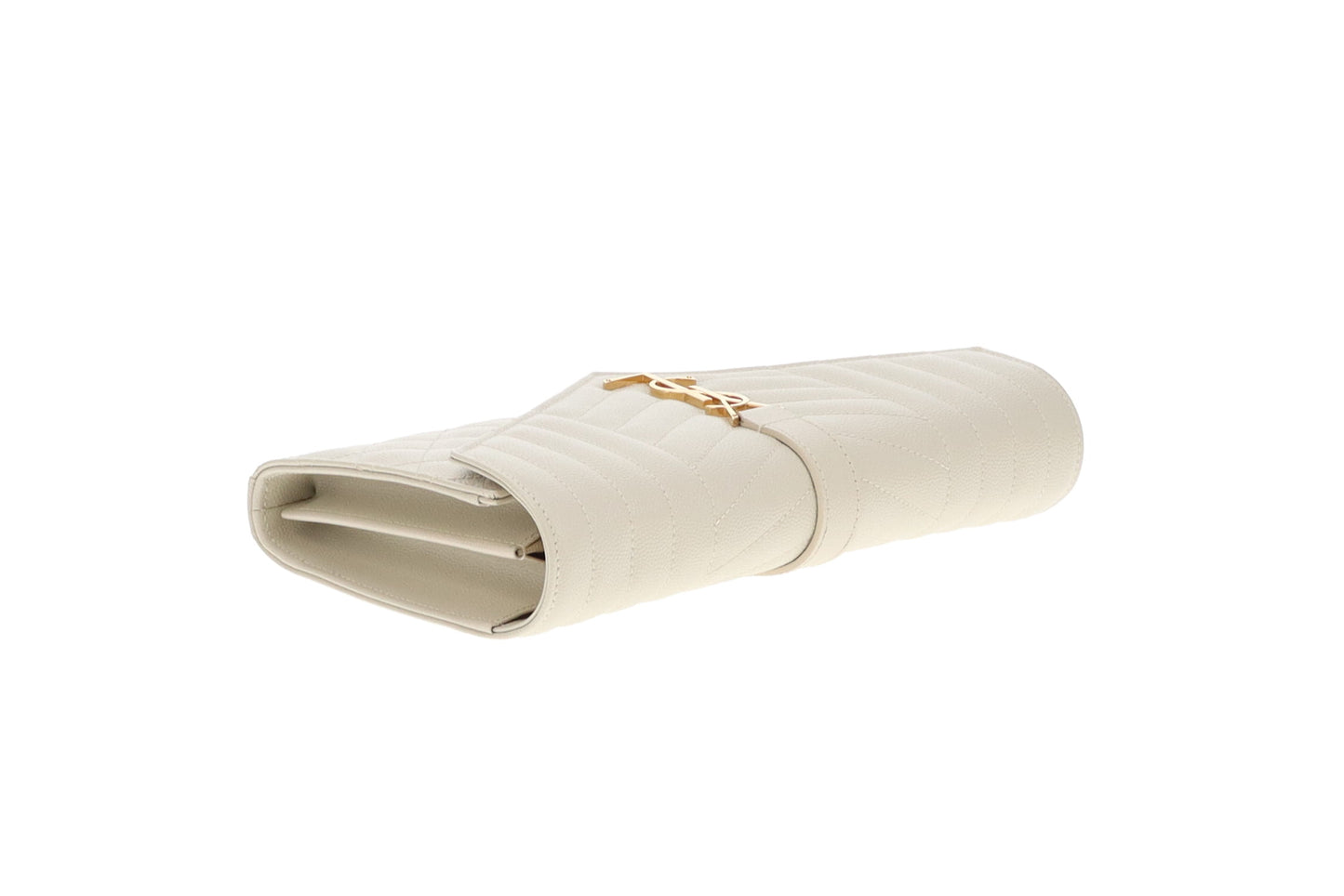 Saint Laurent Cassandre Chain Wallet Blanc Vintage Mixed Matelasse
