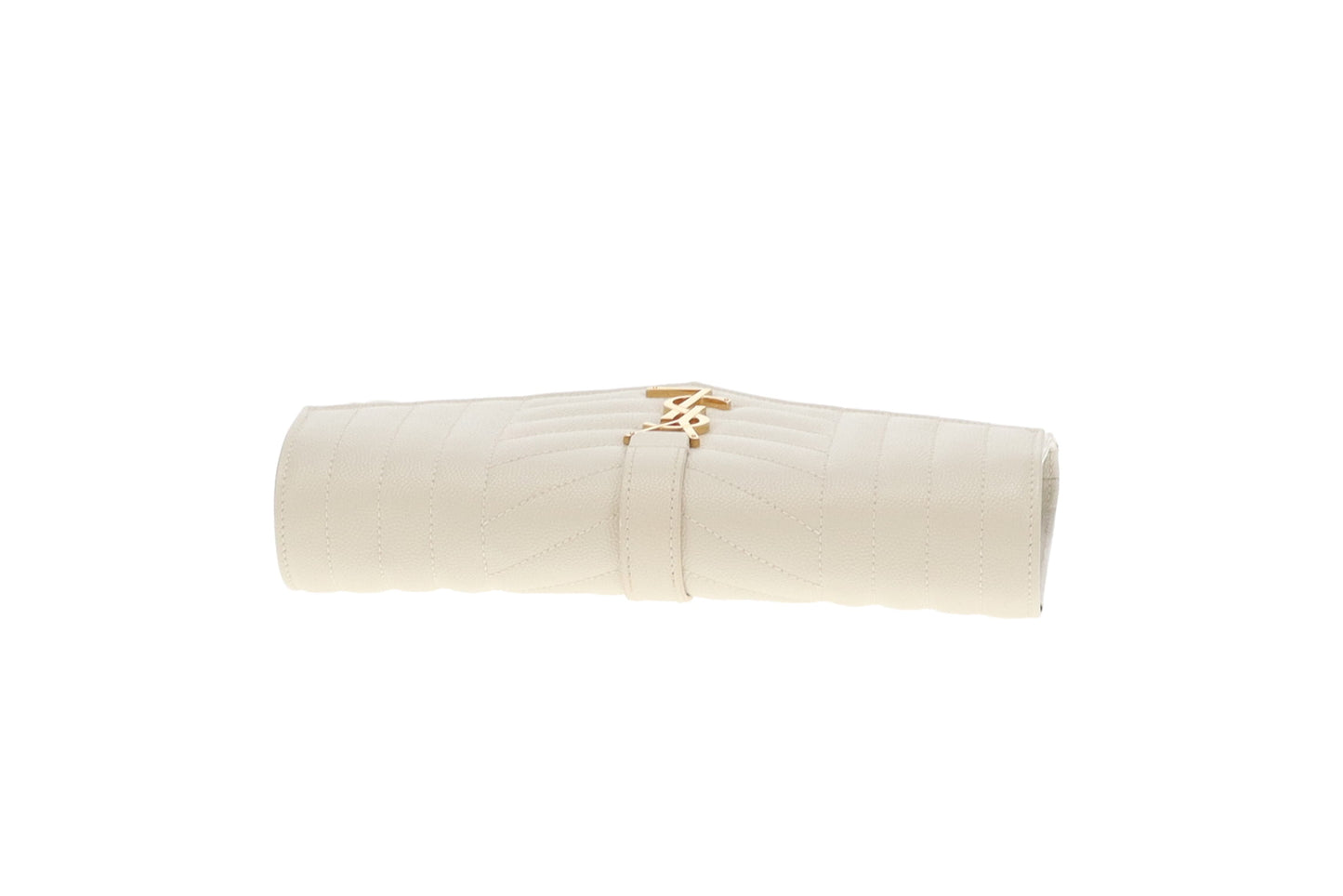 Saint Laurent Cassandre Chain Wallet Blanc Vintage Mixed Matelasse