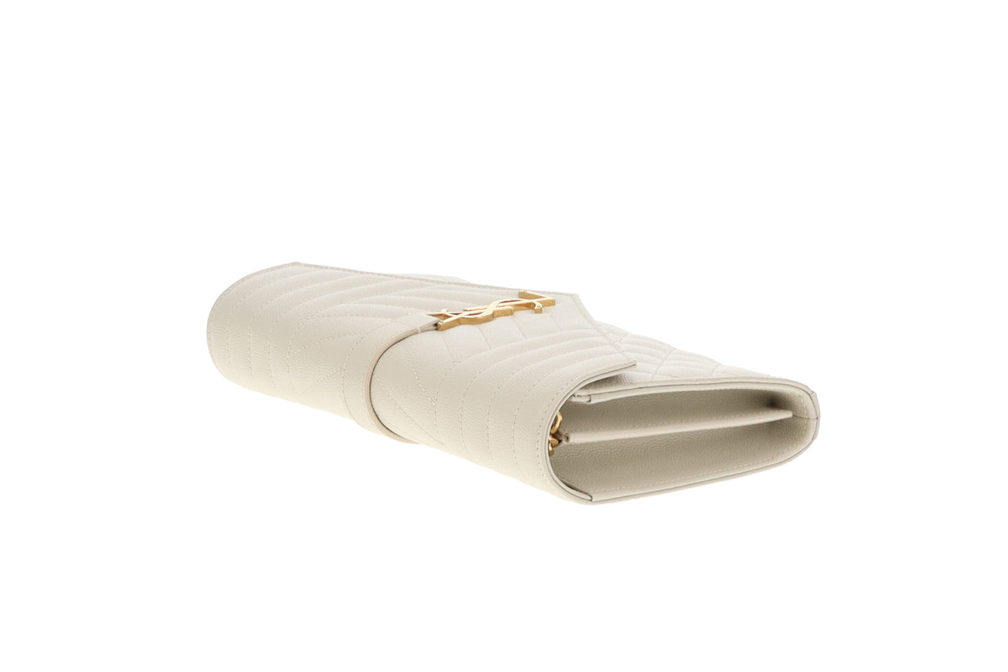 Saint Laurent Cassandre Chain Wallet Blanc Vintage Mixed Matelasse