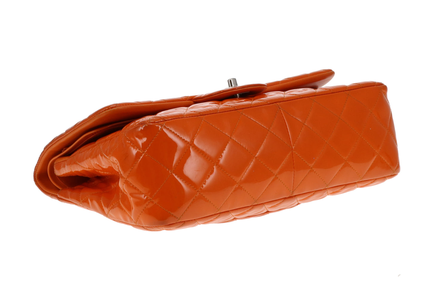 Chanel Classic Jumbo Double Flap Orange Patent SHW 2014