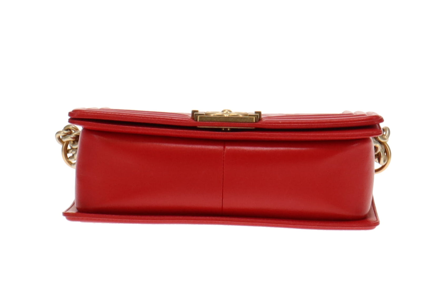 Chanel Bright Red Lambskin Old Medium Classic Boy Bag 2015/16