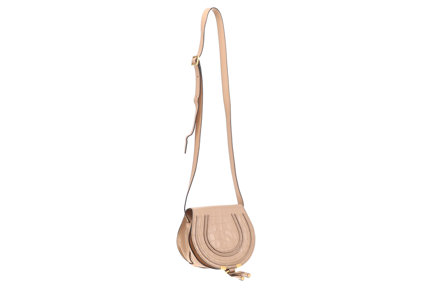 Chloe Marcie Mini Nude Croc Embossed