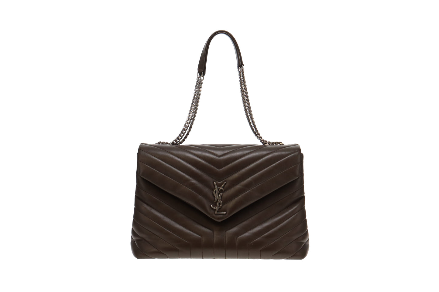 Saint Laurent Khaki Leather Large Loulou