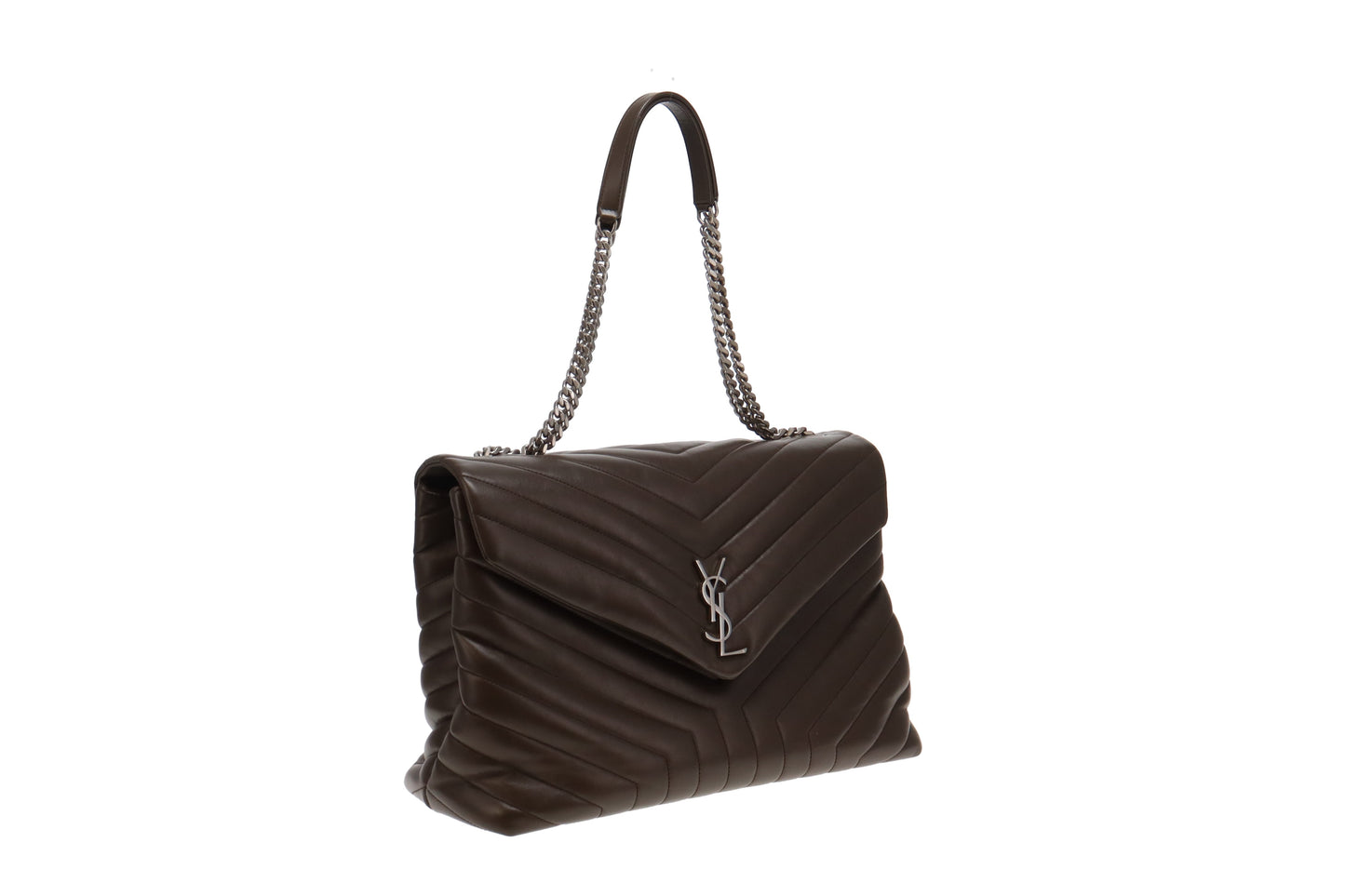 Saint Laurent Khaki Leather Large Loulou