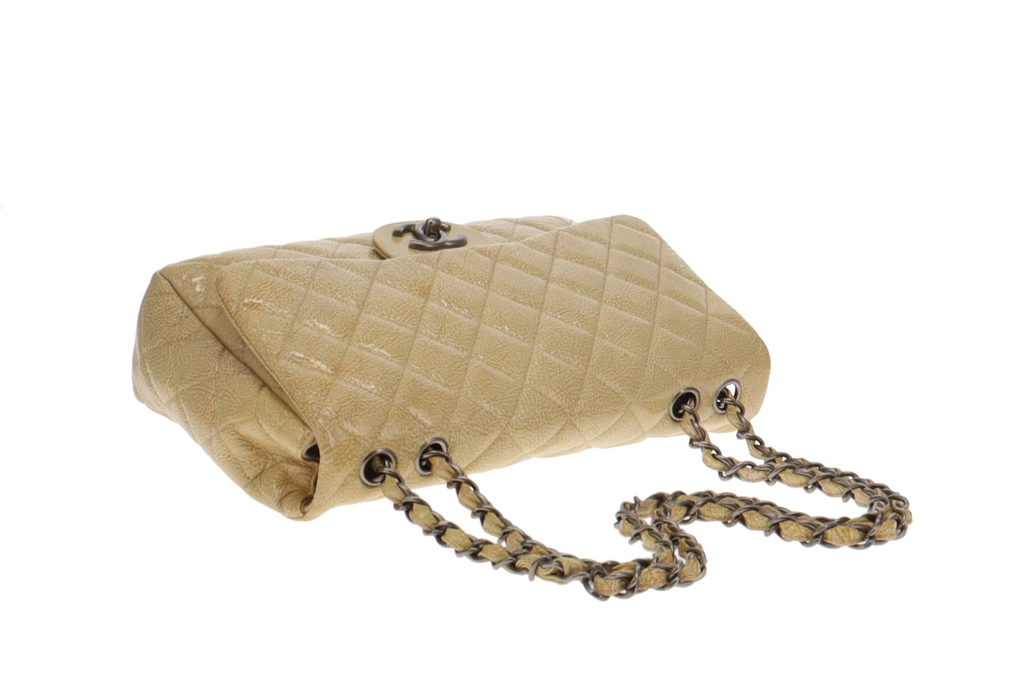Chanel Gold Crinkled Patent Leather Seasonal Single Flap Bag 2008/09