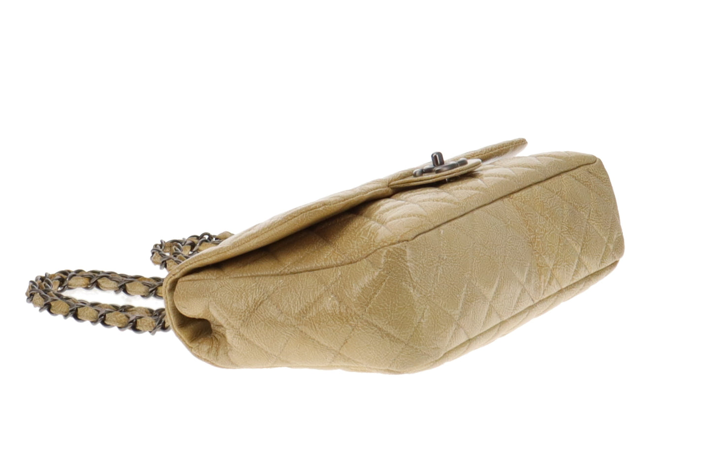 Chanel Gold Crinkled Patent Leather Seasonal Single Flap Bag 2008/09