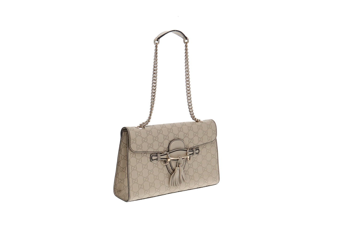 Gucci Pale Grey Guccissima Medium Emily Chain Shoulder Bag