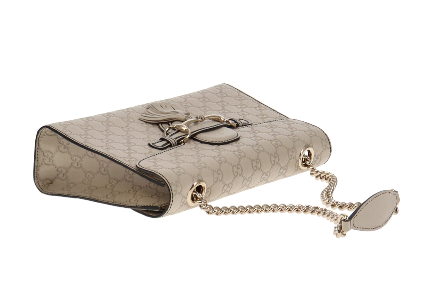 Gucci Pale Grey Guccissima Medium Emily Chain Shoulder Bag