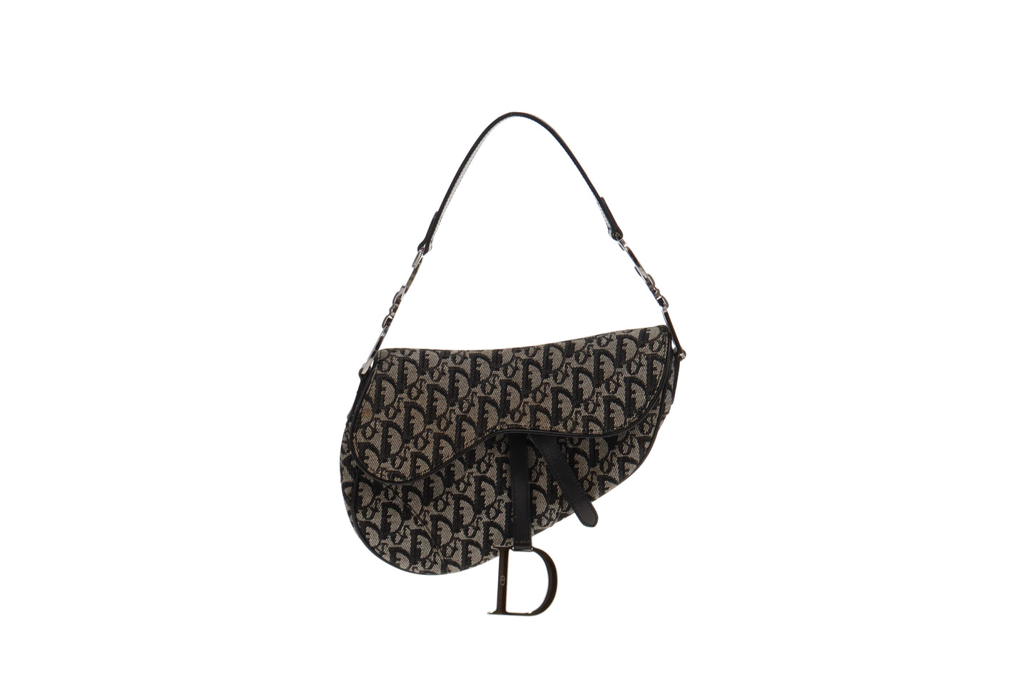 Dior Black Oblique Vintage Saddle Bag 2002