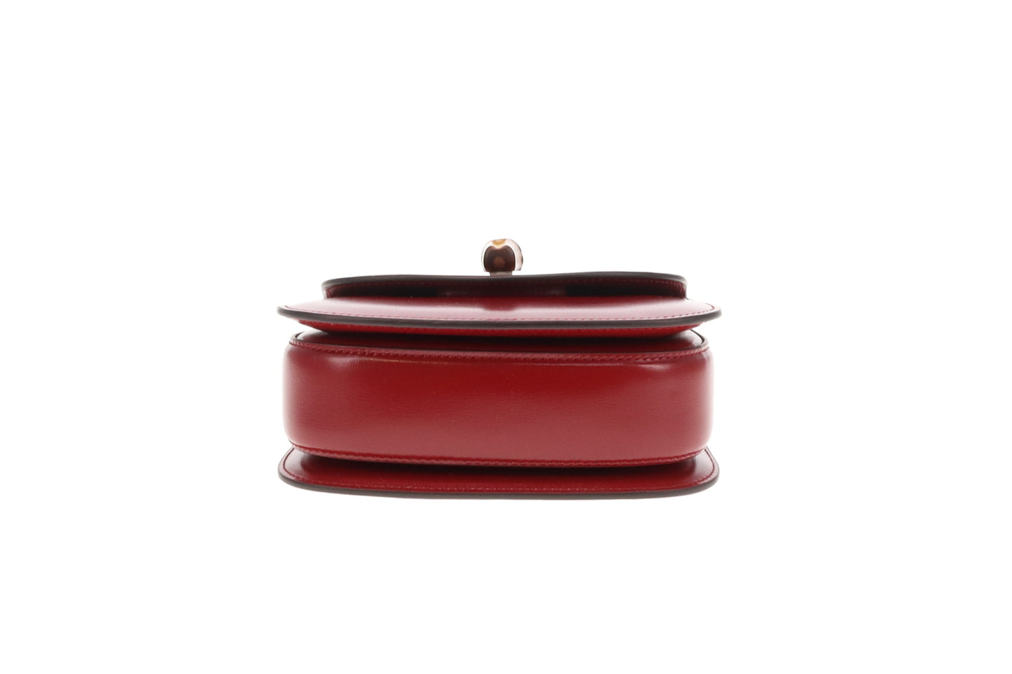 Gucci Bamboo 1947 Small Bag Red Leather With Dual Web & Thin Leather Strap