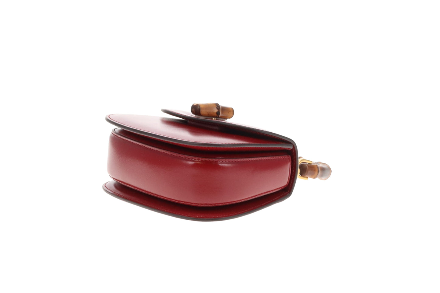 Gucci Bamboo 1947 Small Bag Red Leather With Dual Web & Thin Leather Strap