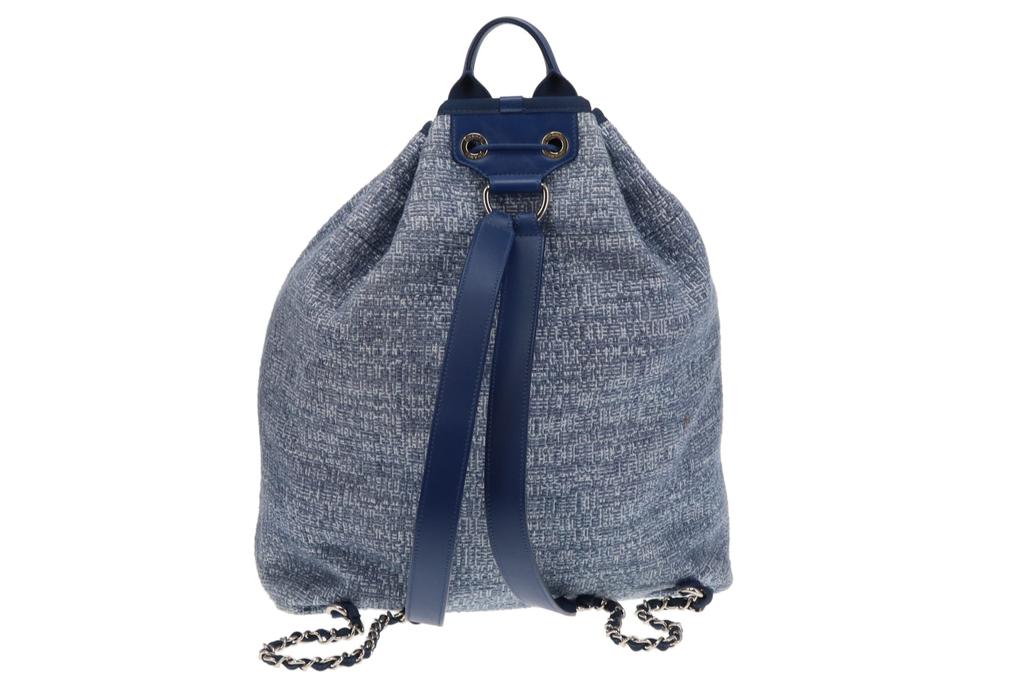 Chanel Deauville Drawstring Backpack Blue Tweed and Leather 2018