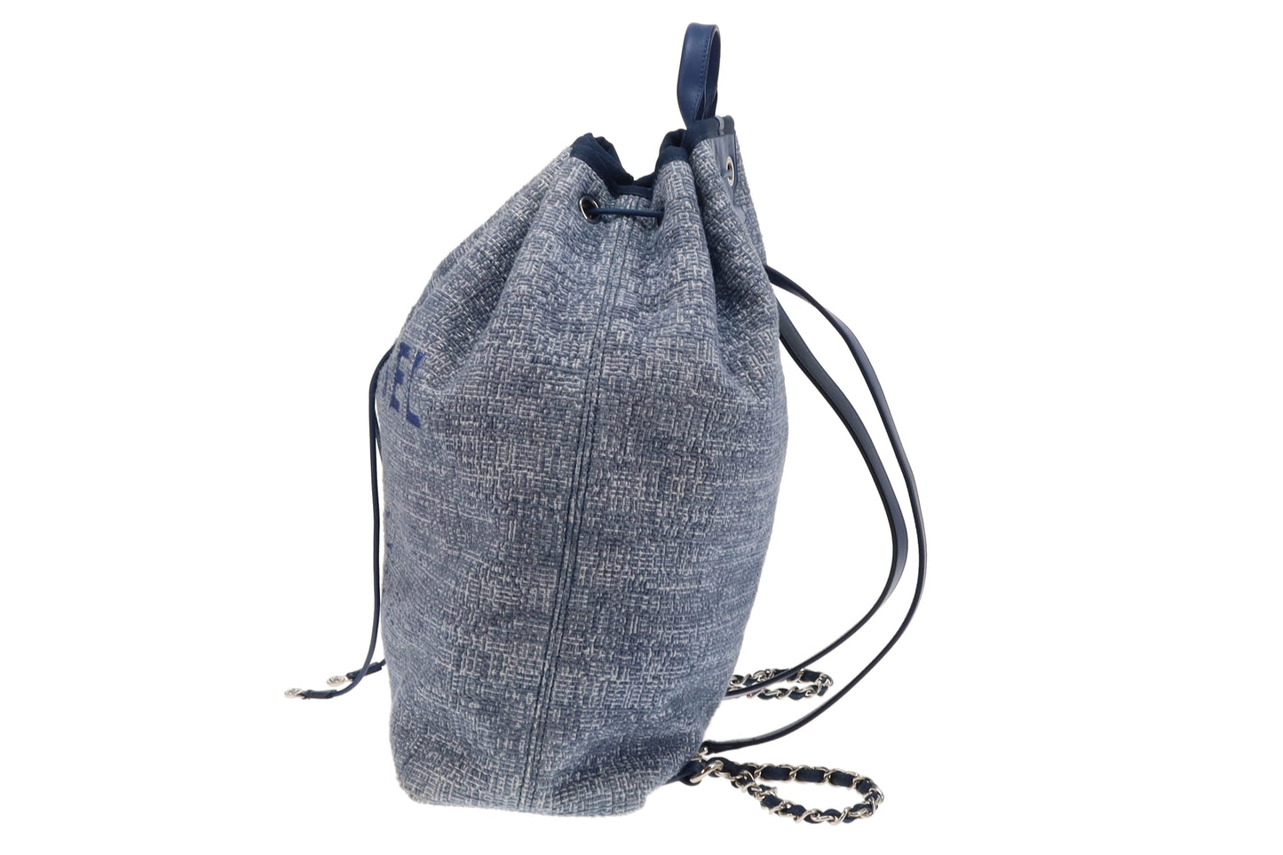 Chanel Deauville Drawstring Backpack Blue Tweed and Leather 2018