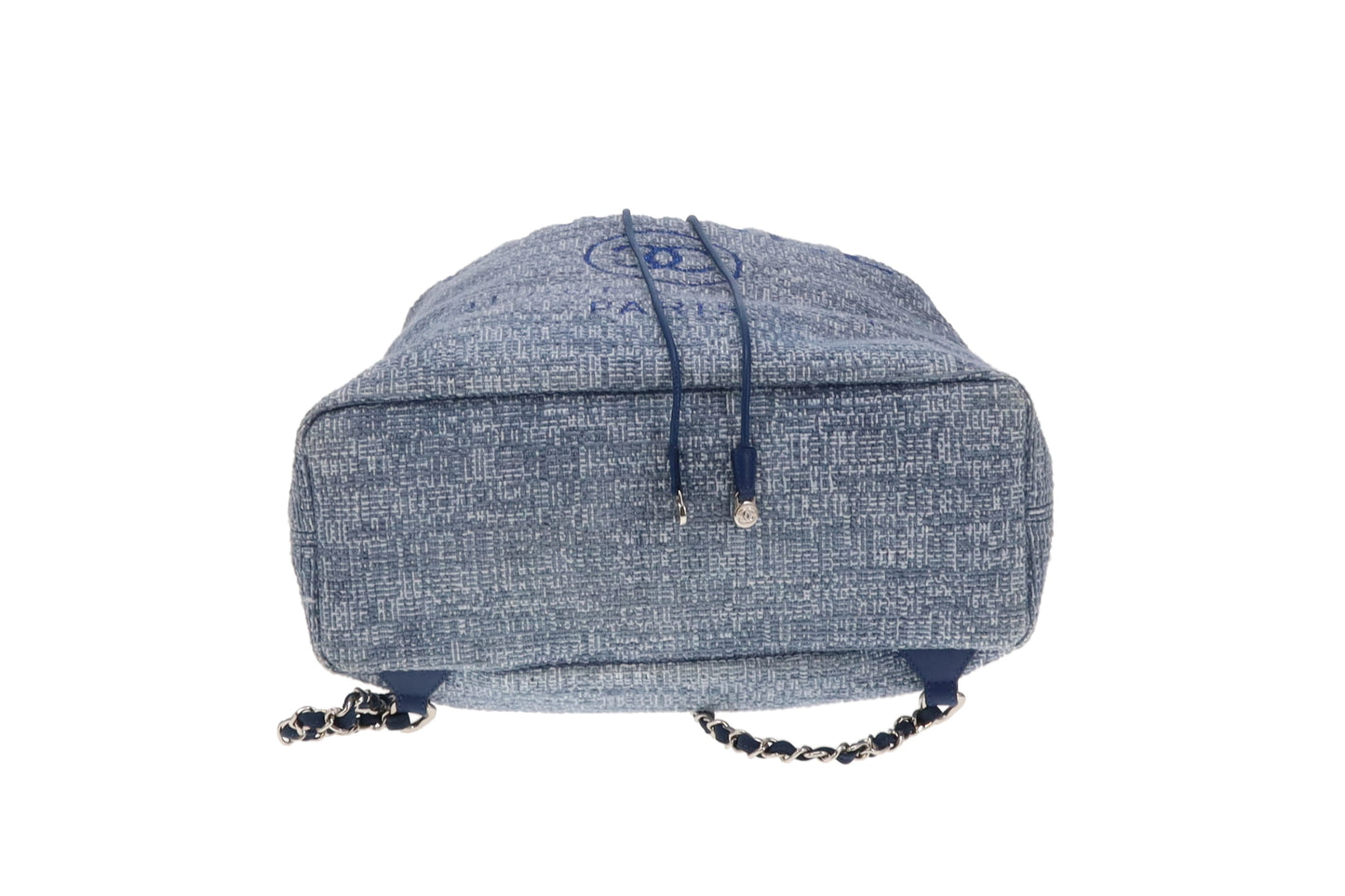 Chanel Deauville Drawstring Backpack Blue Tweed and Leather 2018