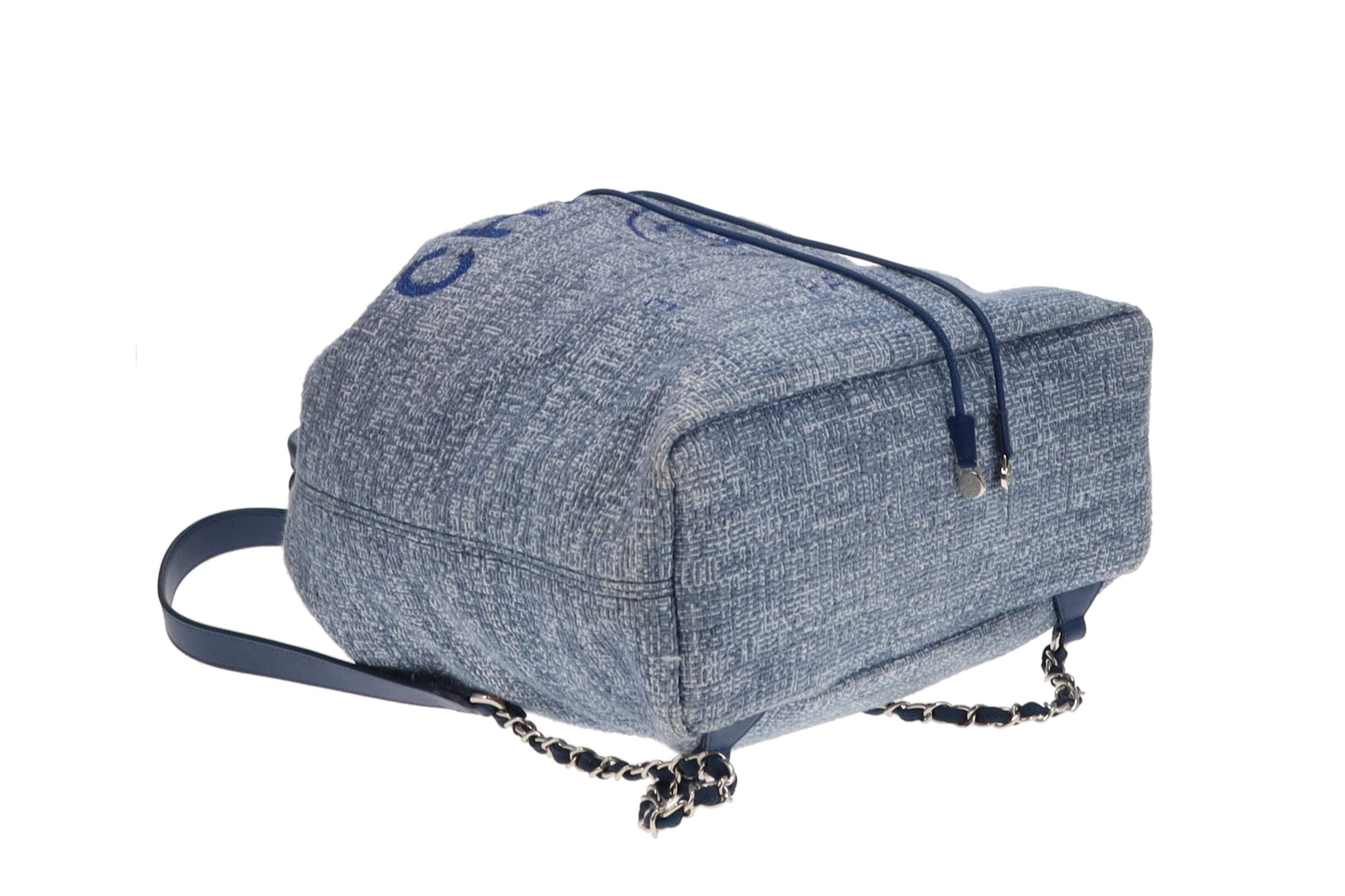 Chanel Deauville Drawstring Backpack Blue Tweed and Leather 2018