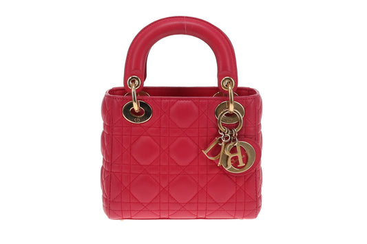 Dior Lady Dior Pink Lambskin Cannage Mini Bag 2014