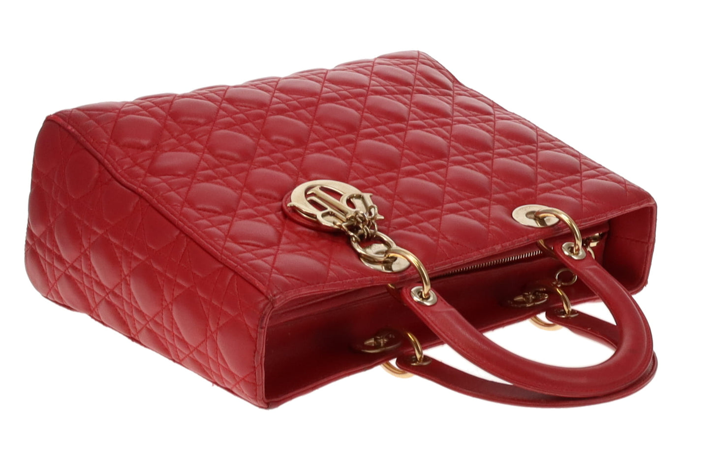 Dior Lady Dior Red Lambskin Large 2013