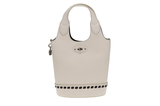 Mulberry Lily White with Contrast Black Detailing Bucket Bag