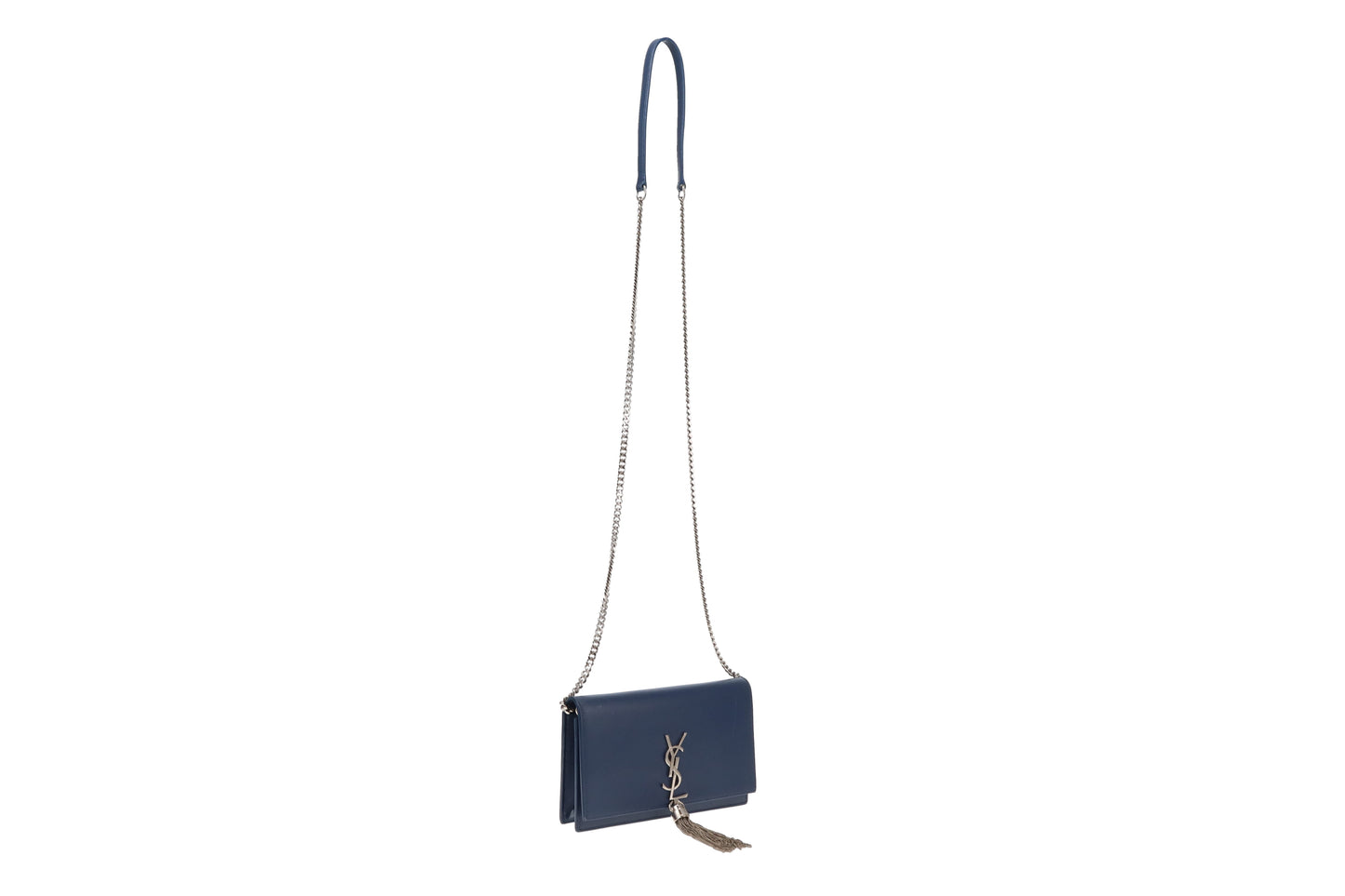 Saint Laurent Kate Blue Leather Small Tassel Bag