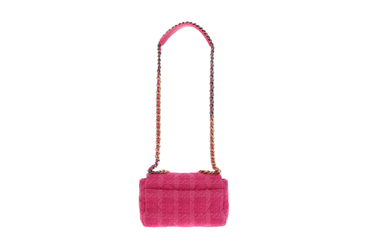 Chanel Pink Tweed Classic Medium Tweed 19 Flap Bag 2019