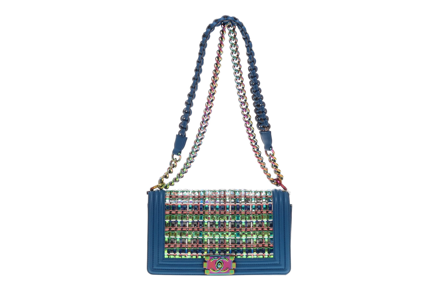 Chanel Boy Bag Old Medium Blue/Multi Braided 2017/18
