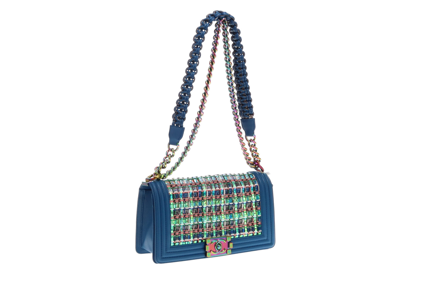 Chanel Boy Bag Old Medium Blue/Multi Braided 2017/18