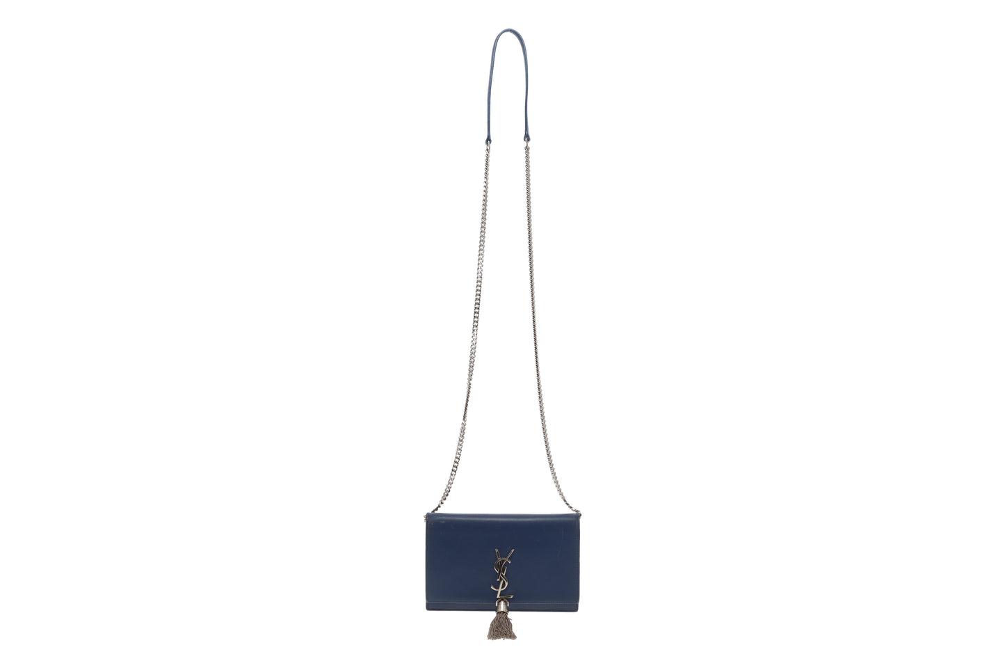 Saint Laurent Kate Blue Leather Small Tassel Bag