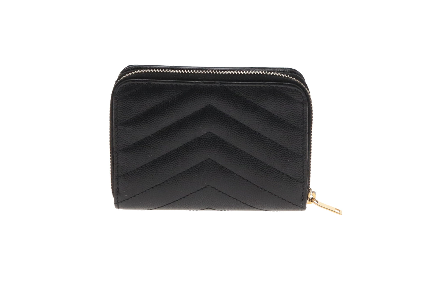 Saint Laurent Black Grain De Poudre Compact Cassandre Wallet