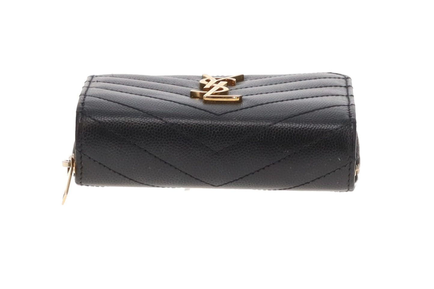 Saint Laurent Black Grain De Poudre Compact Cassandre Wallet