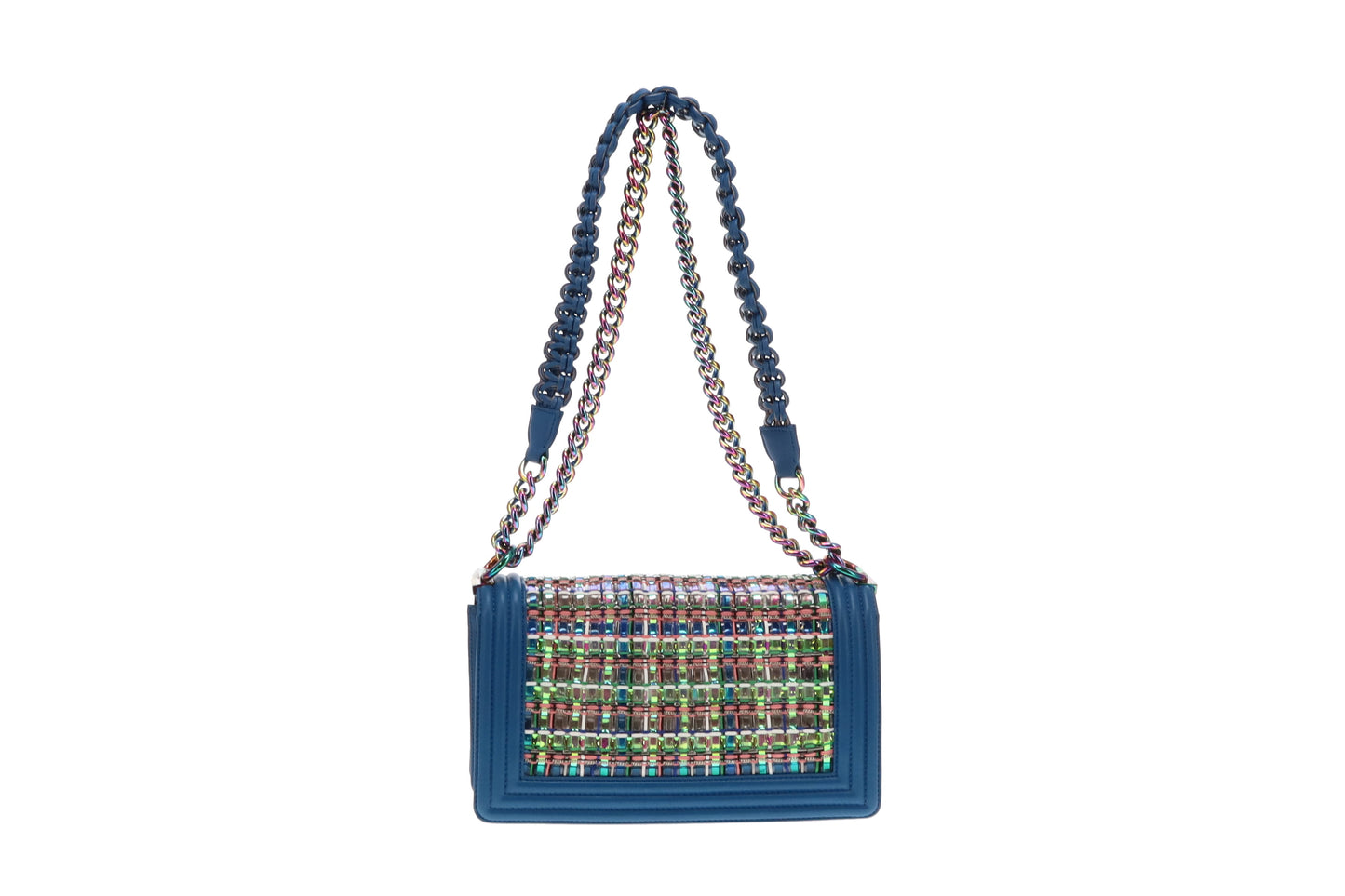 Chanel Boy Bag Old Medium Blue/Multi Braided 2017/18
