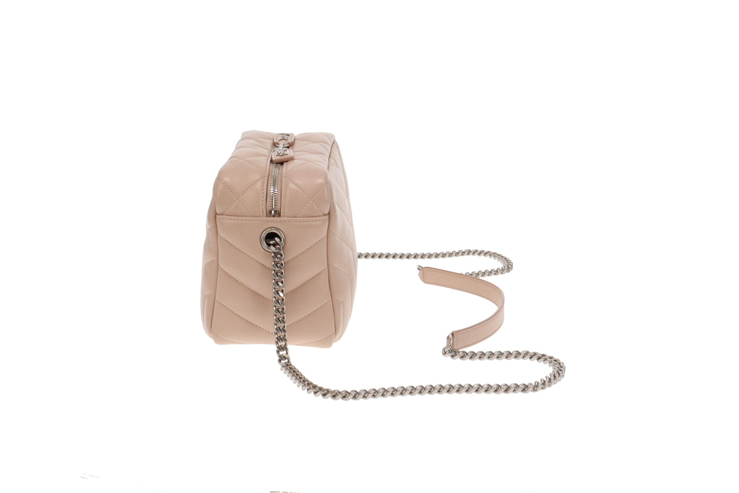 Saint Laurent Pale Pink Chevron Lou Bowling Bag