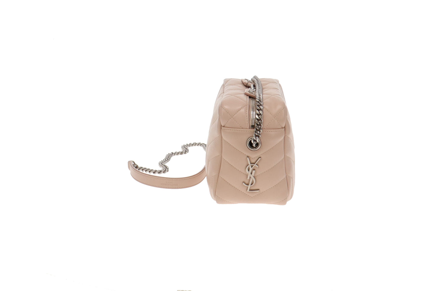Saint Laurent Pale Pink Chevron Lou Bowling Bag