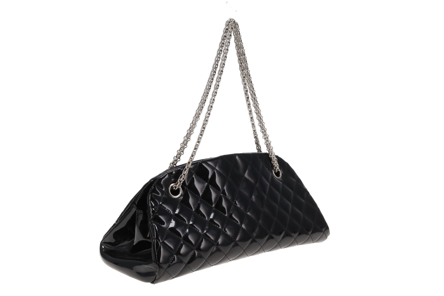 Chanel Mademoiselle Bowling Bag Black Patent Leather SHW 2011