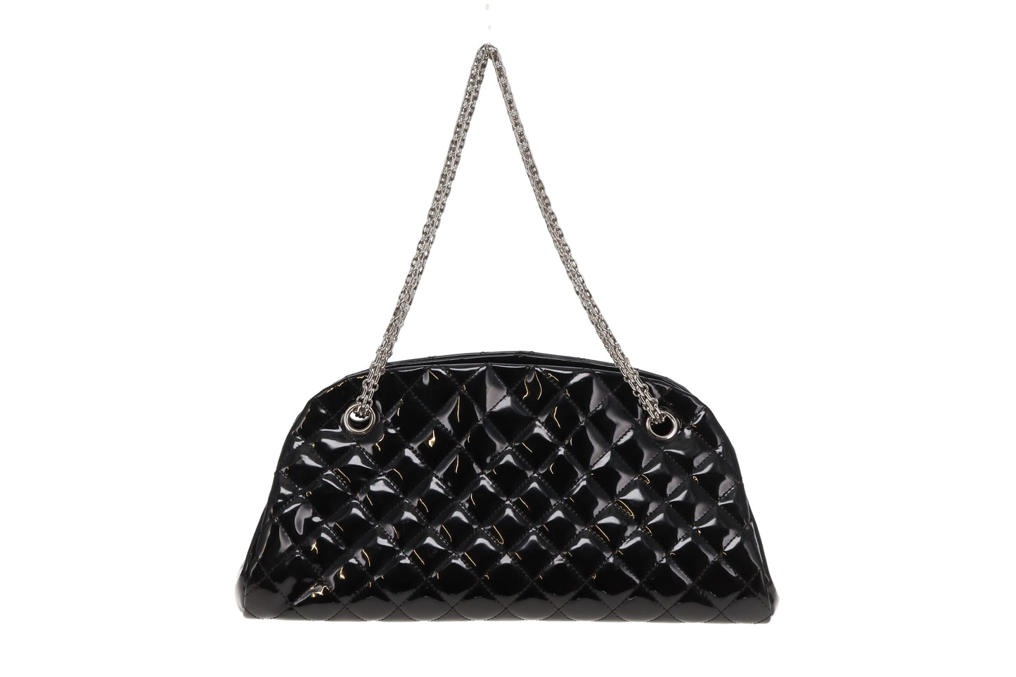Chanel Mademoiselle Bowling Bag Black Patent Leather SHW 2011