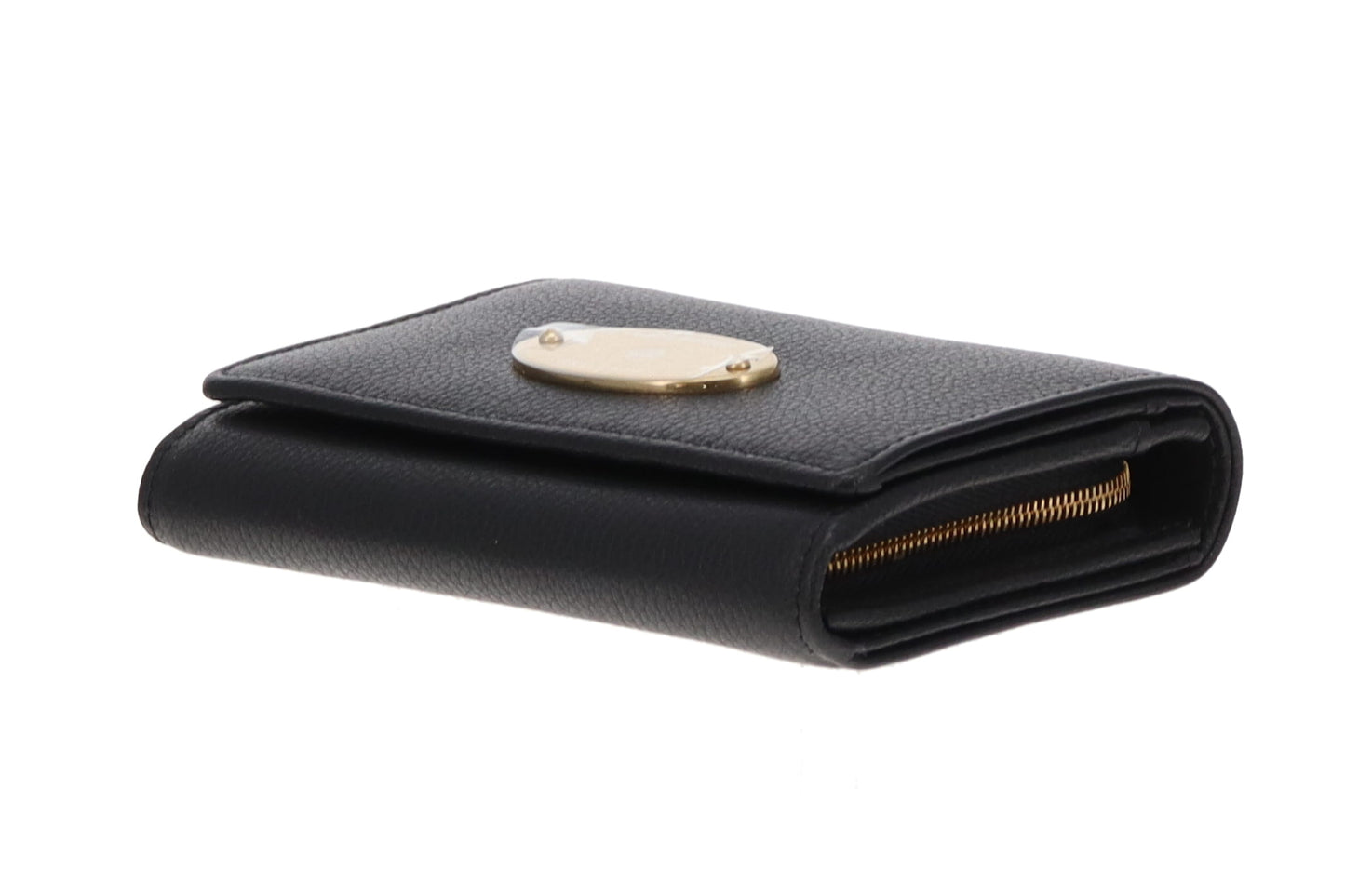 Mulberry Plaque Wallet Black Small Classic Grain GHW