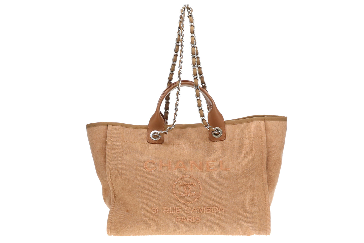Chanel Deauville Tote Beige With Sequin Logo 23 Series
