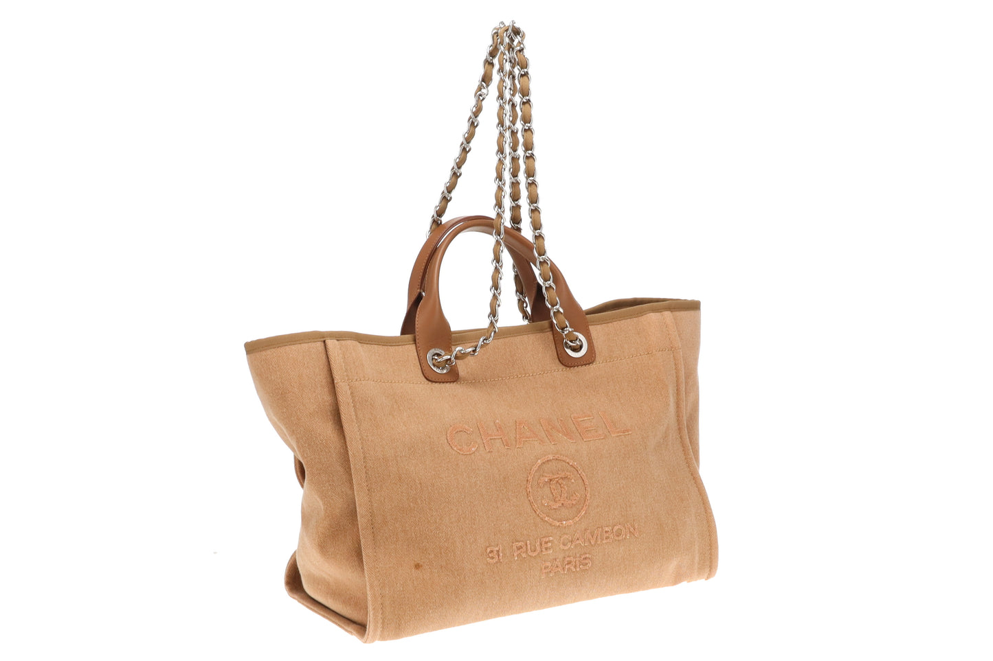 Chanel Deauville Tote Beige With Sequin Logo 23 Series