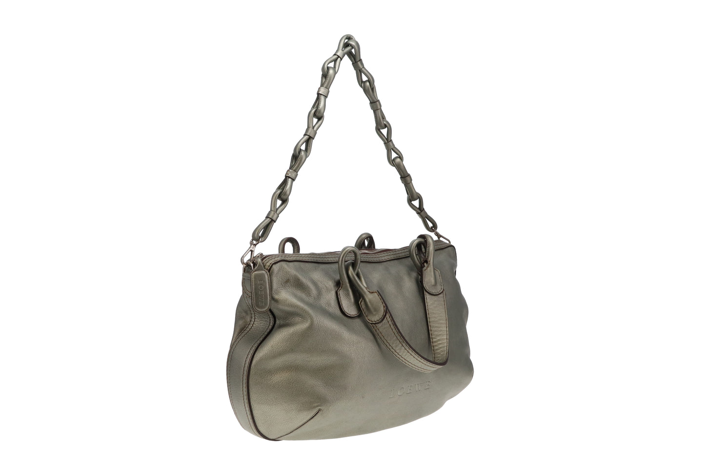 Loewe Metallic Green Leather Fiesta Hobo