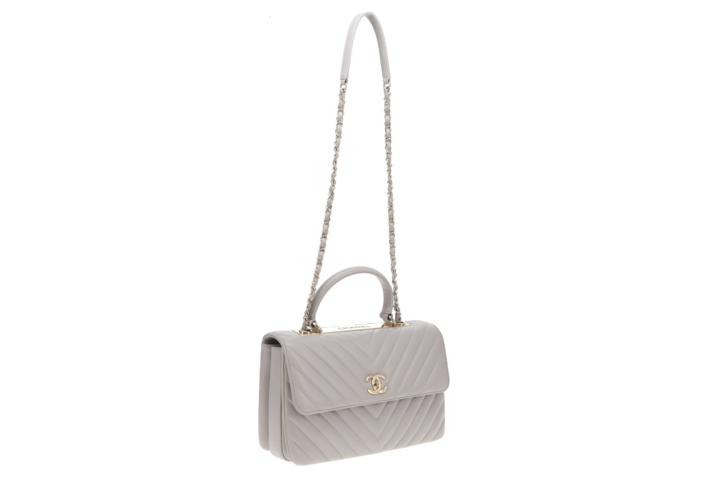Chanel Trendy Chevron Quilted Medium CC Flap Bag Grey 2018