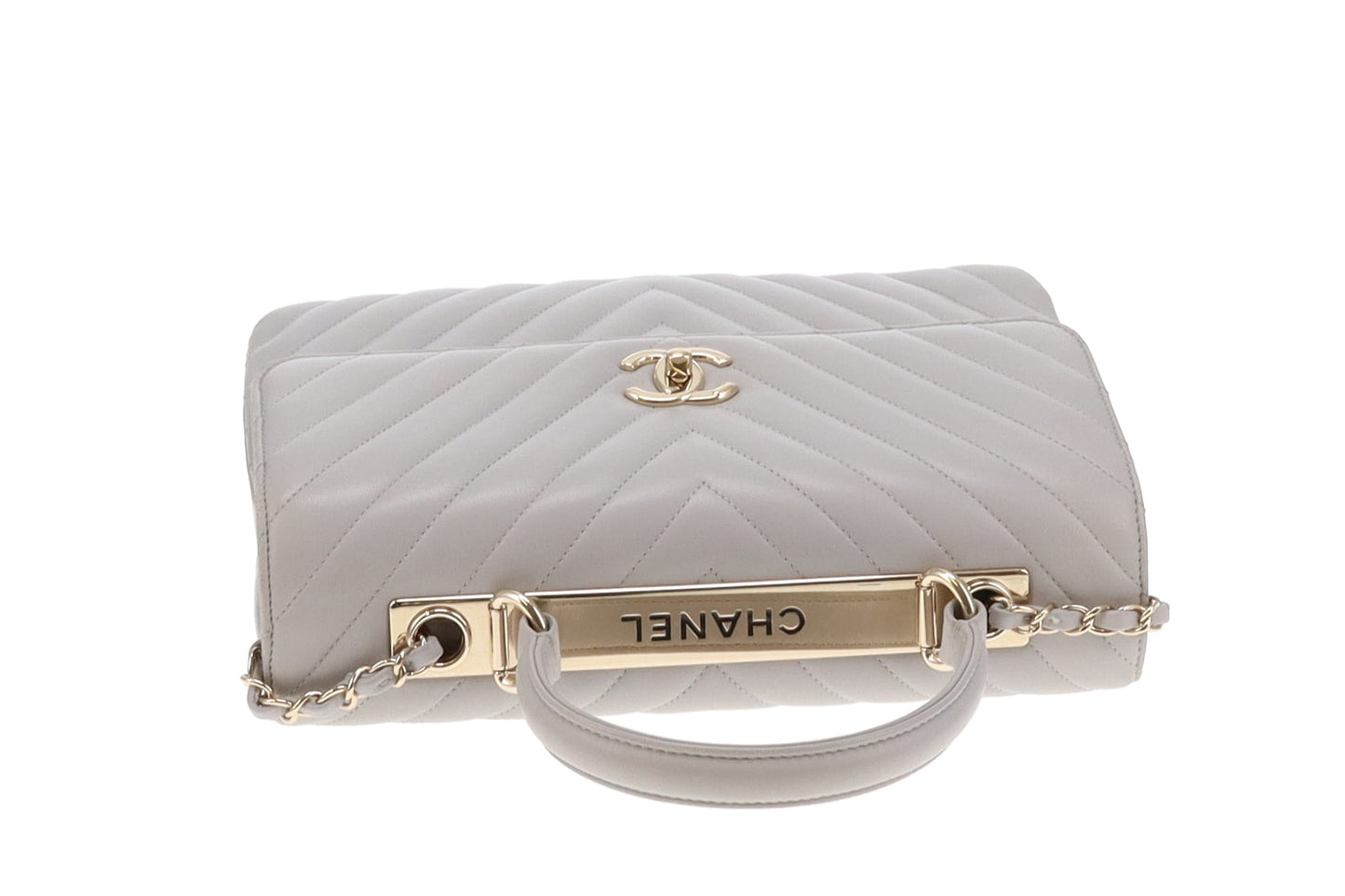 Chanel Trendy Chevron Quilted Medium CC Flap Bag Grey 2018