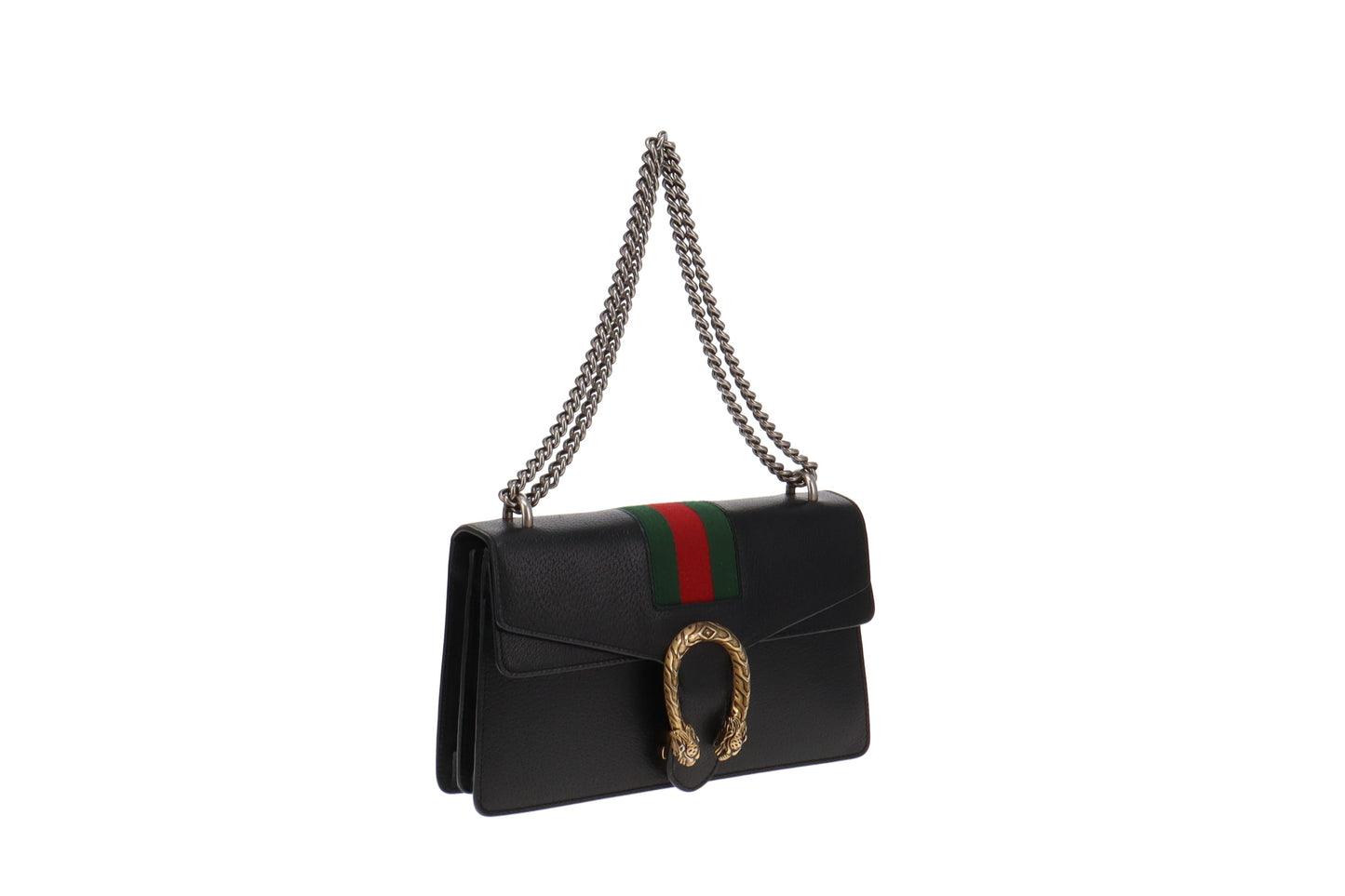 Gucci Black Leather and Web Detail Dionysus