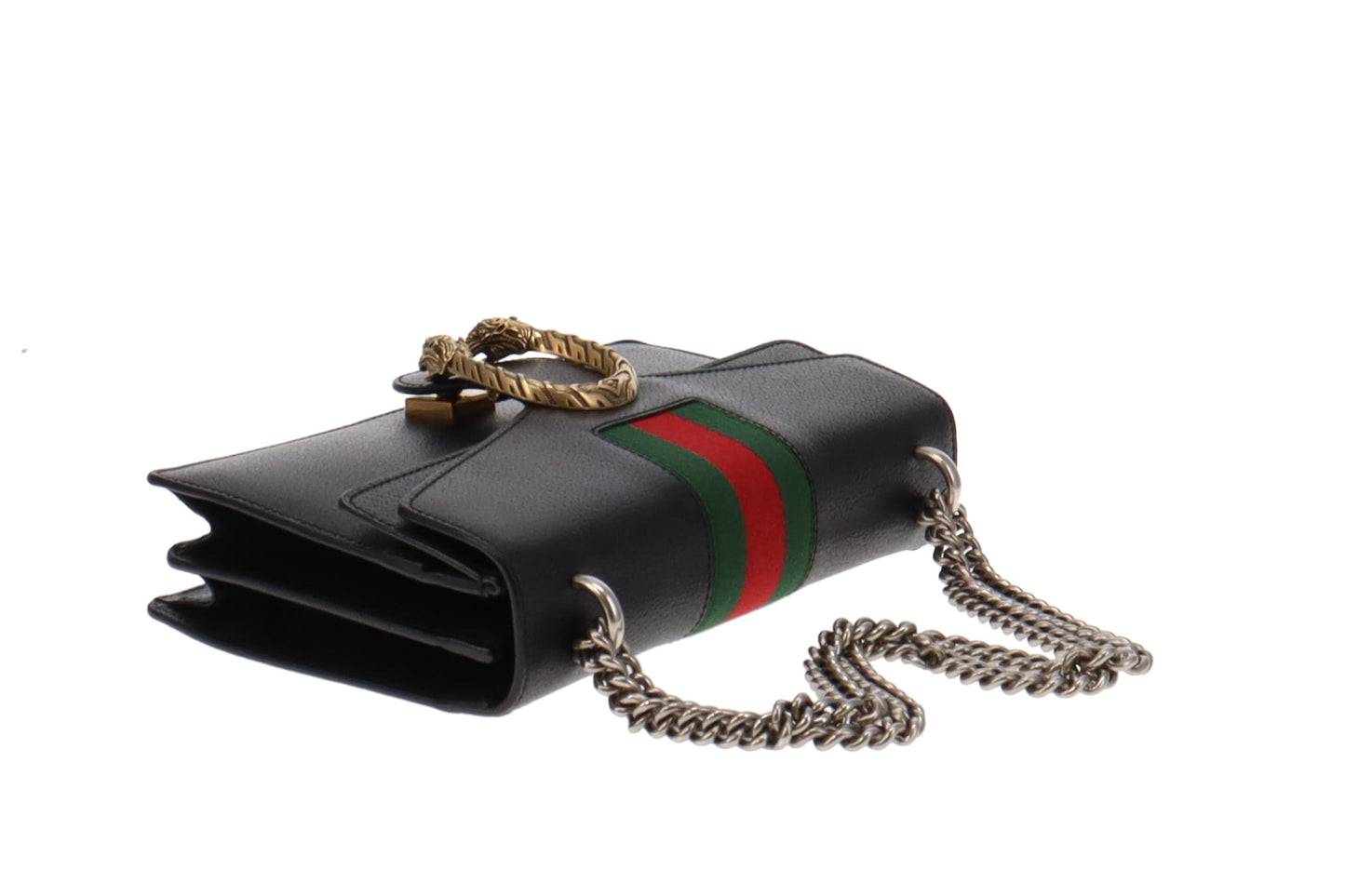 Gucci Black Leather and Web Detail Dionysus