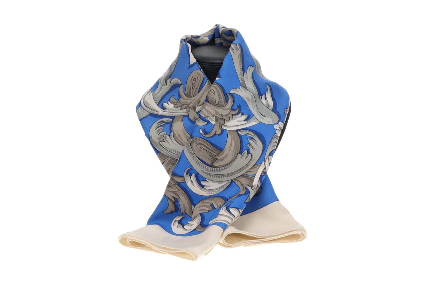 Hermes Blue 100% Silk Le Moris "A La Conetable" 90cm Scarf