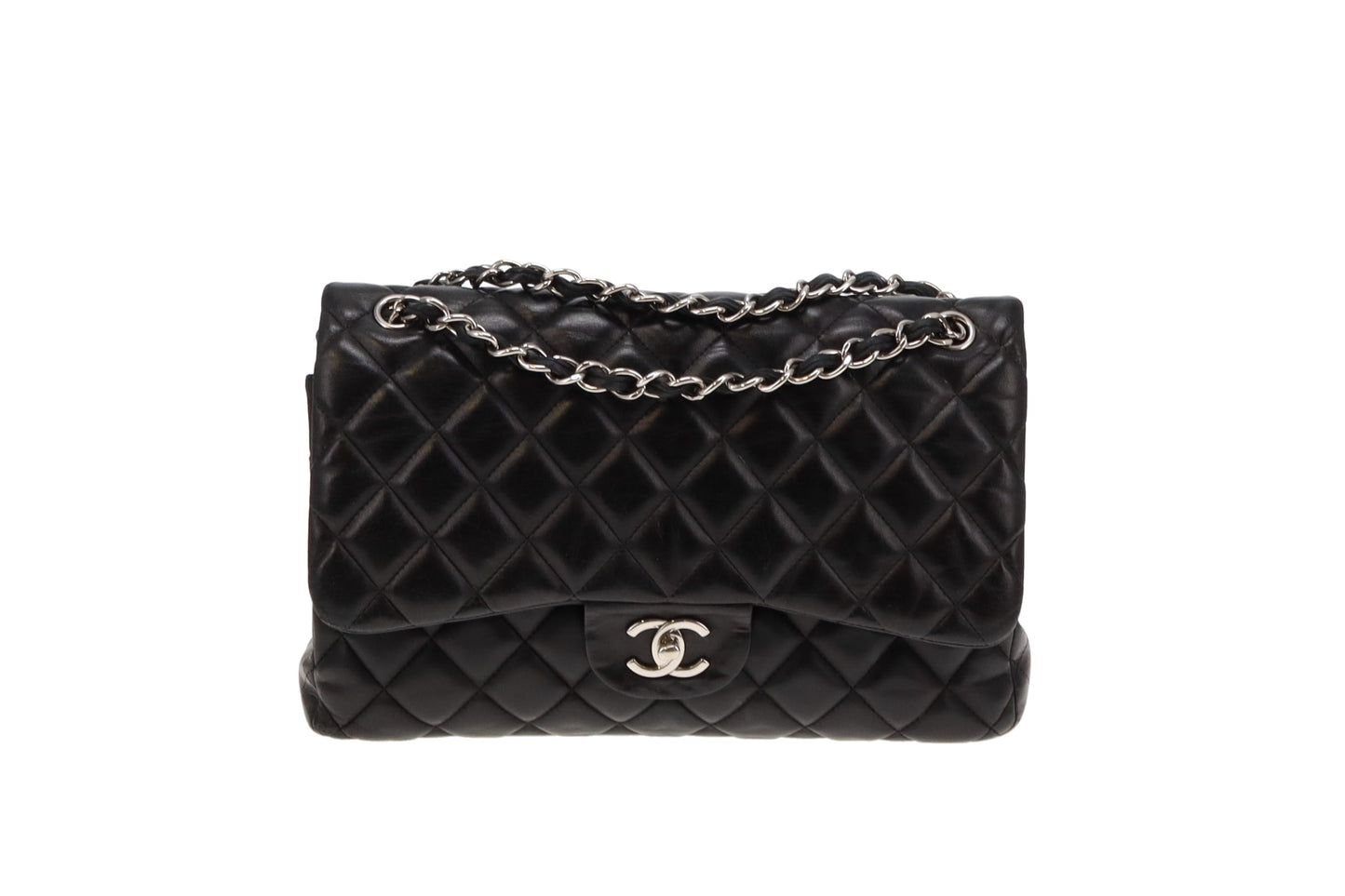 Chanel Classic Jumbo Double Flap Black Lambskin SH 2012