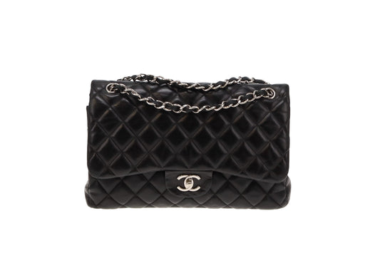 Chanel Classic Jumbo Double Flap Black Lambskin SH 2012