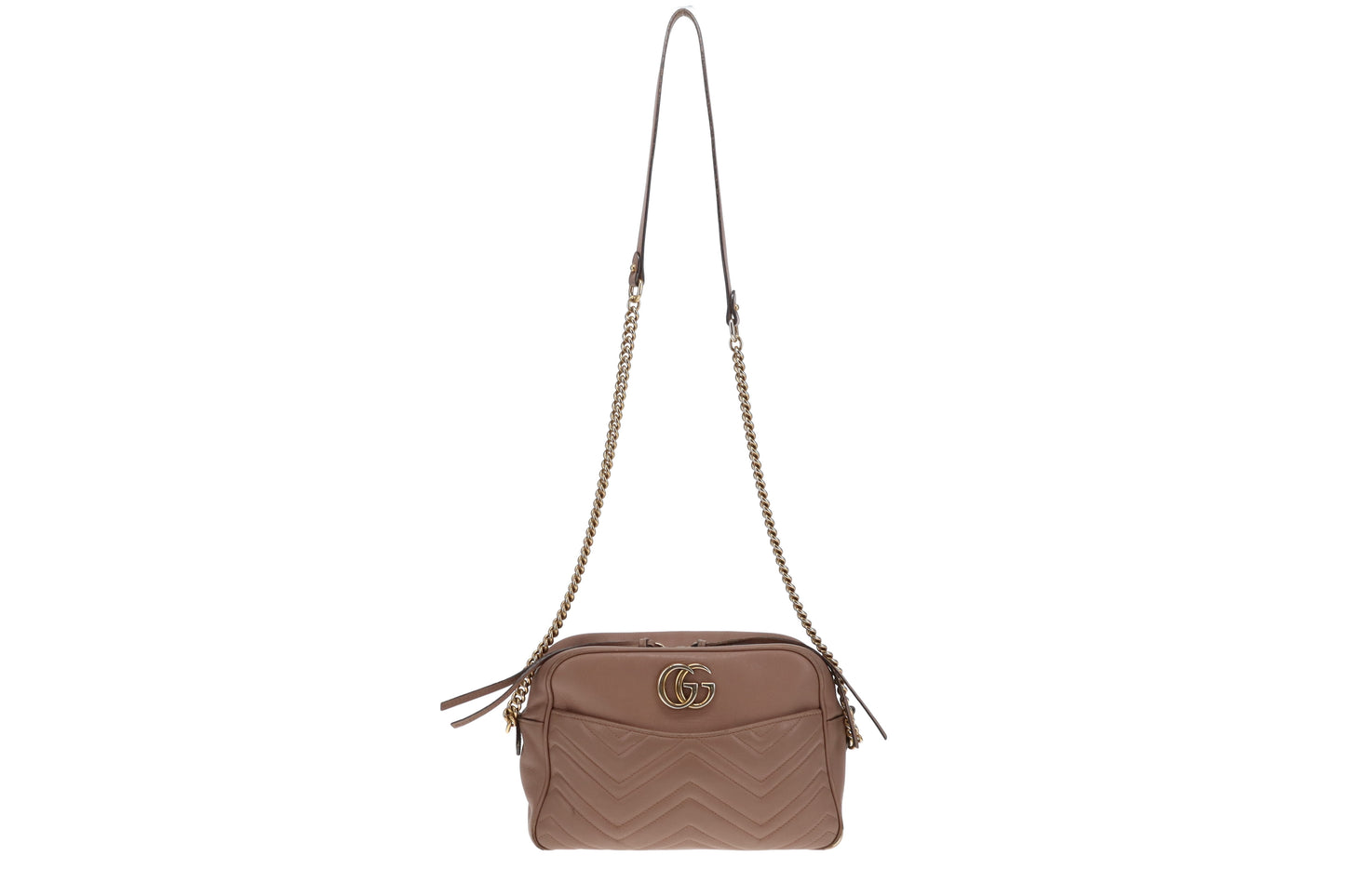 Gucci Taupe Chevron Medium Marmont Crossbody