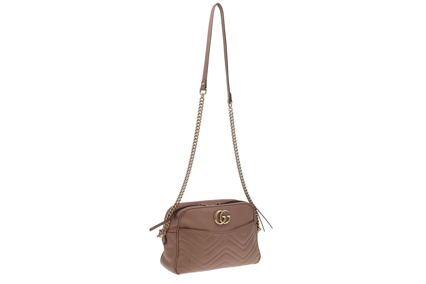 Gucci Taupe Chevron Medium Marmont Crossbody