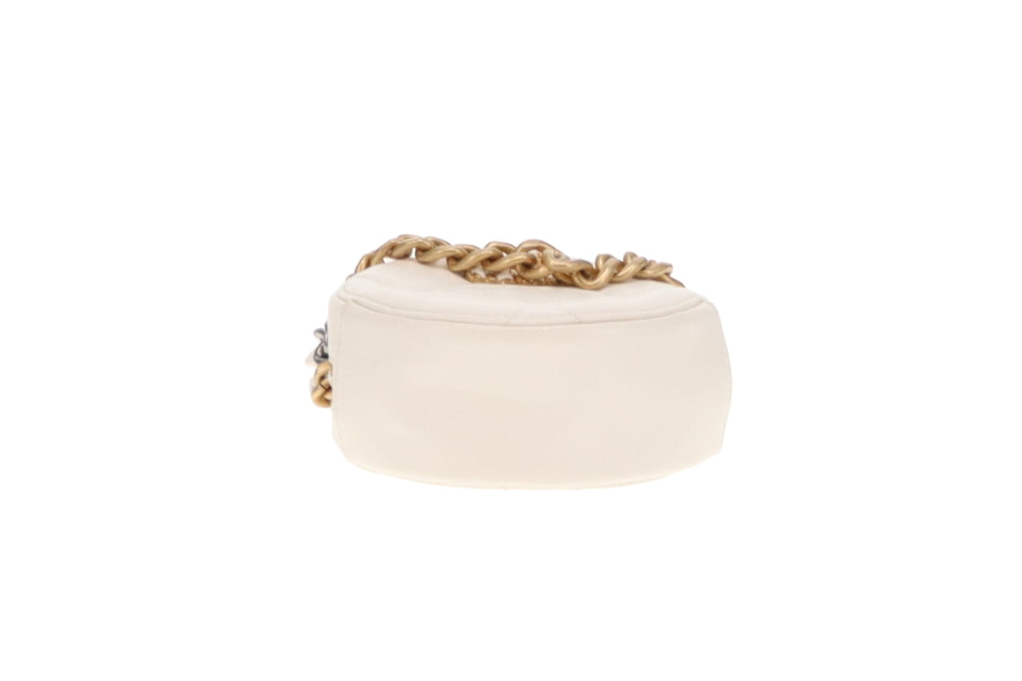 Chanel White Leather Round 19 Clutch on Chain 2020