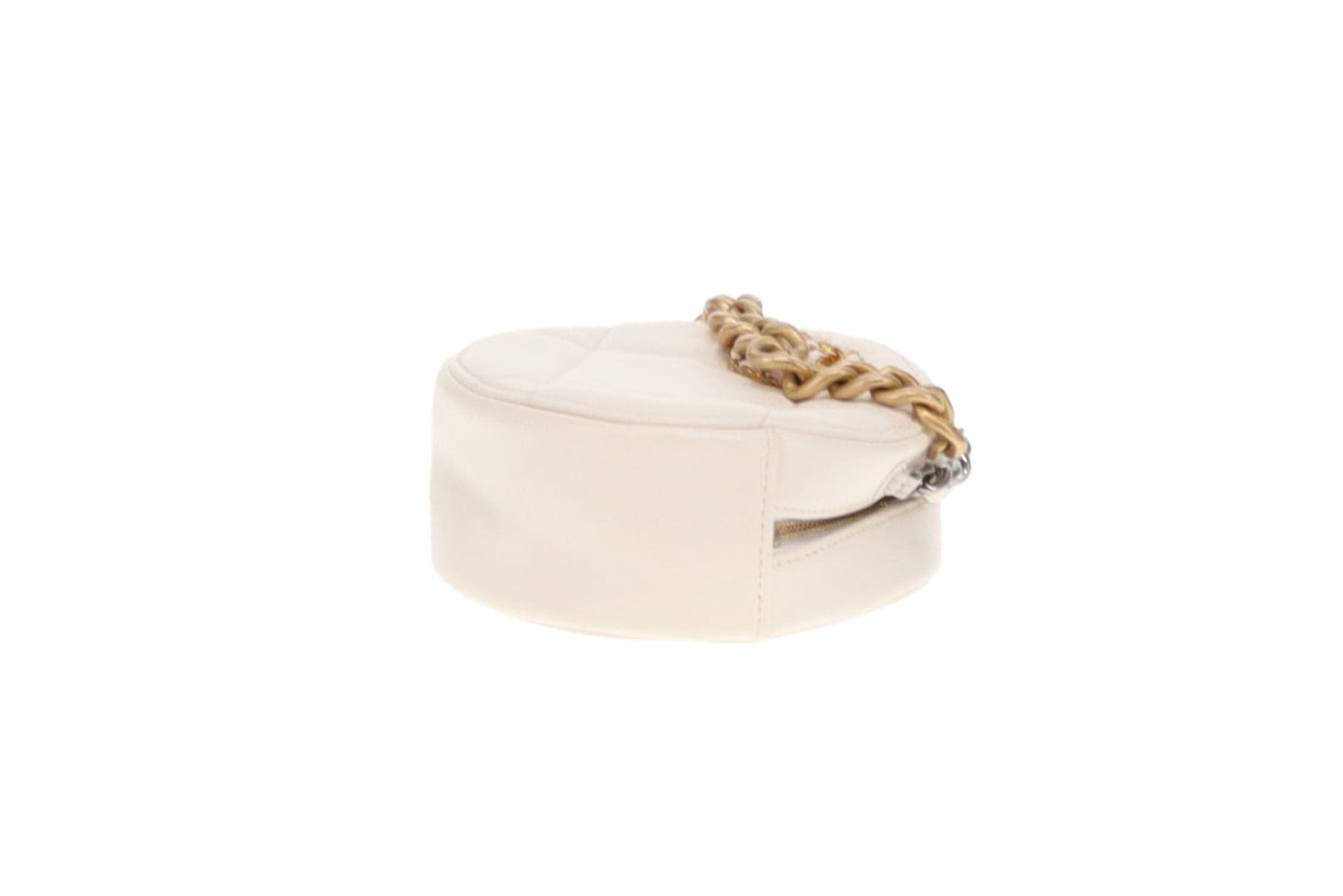 Chanel White Leather Round 19 Clutch on Chain 2020