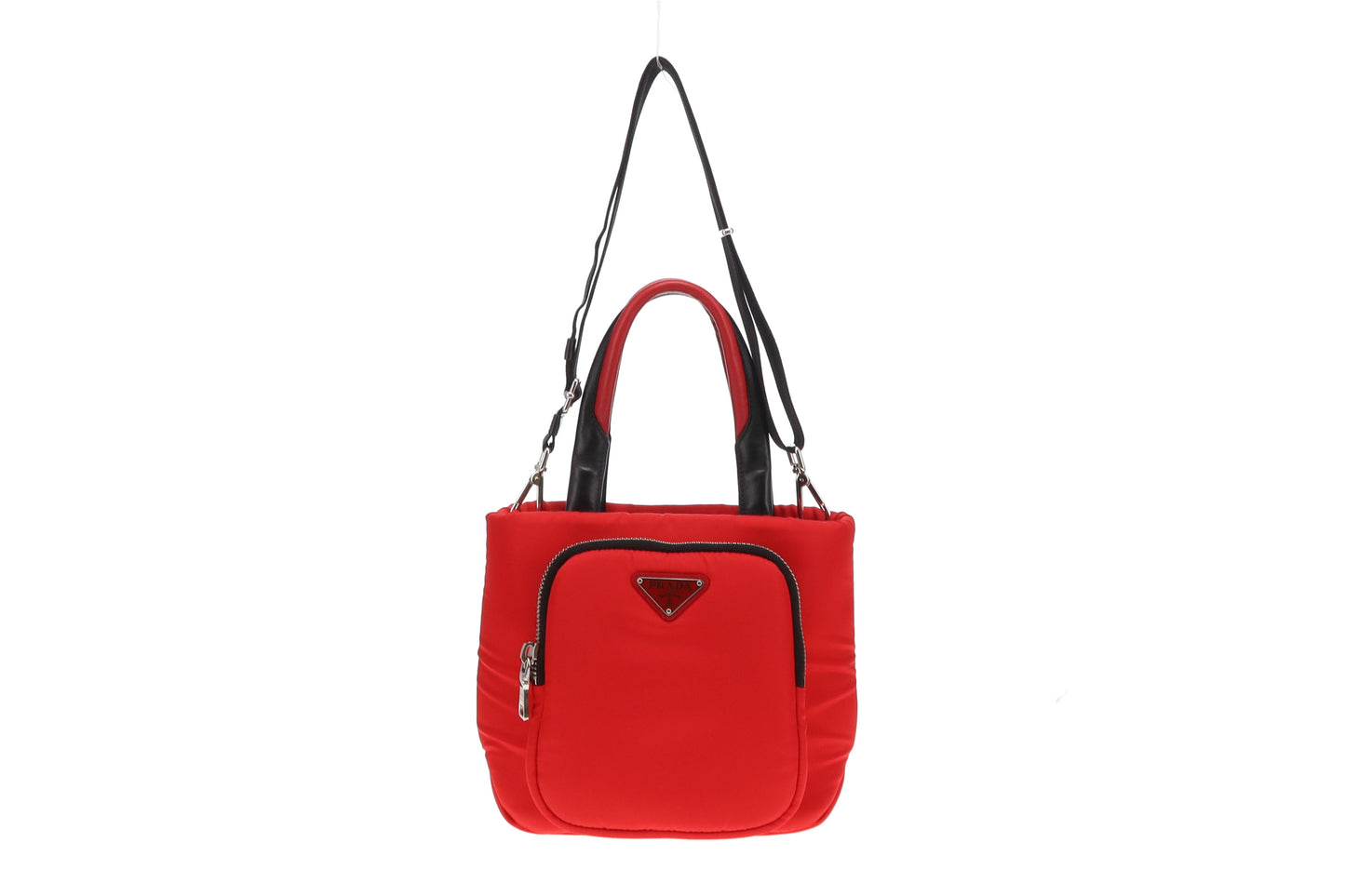 Prada Pocket Small Cargo Tote Red Tessuto Nylon